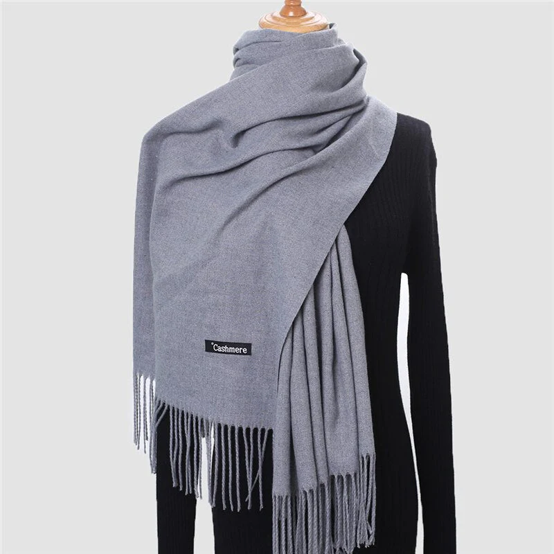 Christmas Gift Deanwangkt Winter Scarf For Women Long Warm Cashmere Scarves Hijab Solid Lady Shawl Wrap Female Pashmina Bandana Head Scarfs Echarpe - Deanwangkt