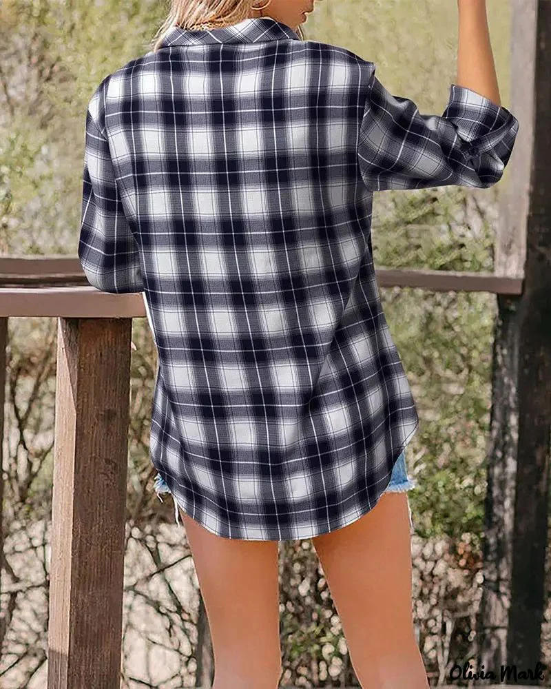 Deanwangkt - Plaid Rolled Sleeve Top - Deanwangkt