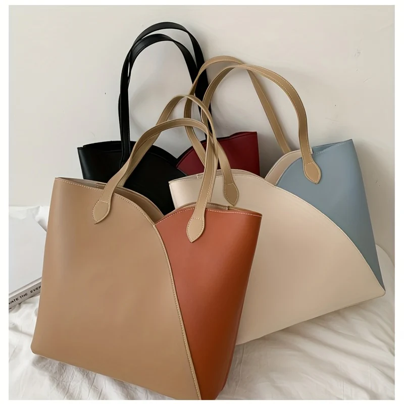 deanwangkt  Trendy Colorblock Tote Bag, All-Match Large Capacity Shoulder Bag, Casual Handbag For Work - Deanwangkt