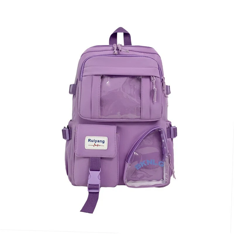 Back to school backpack Cute  Muti-Pocket Nylon Bag Backpacks For Teenage Girls Fashion College Student Back Pack Mochila Feminina - Deanwangkt