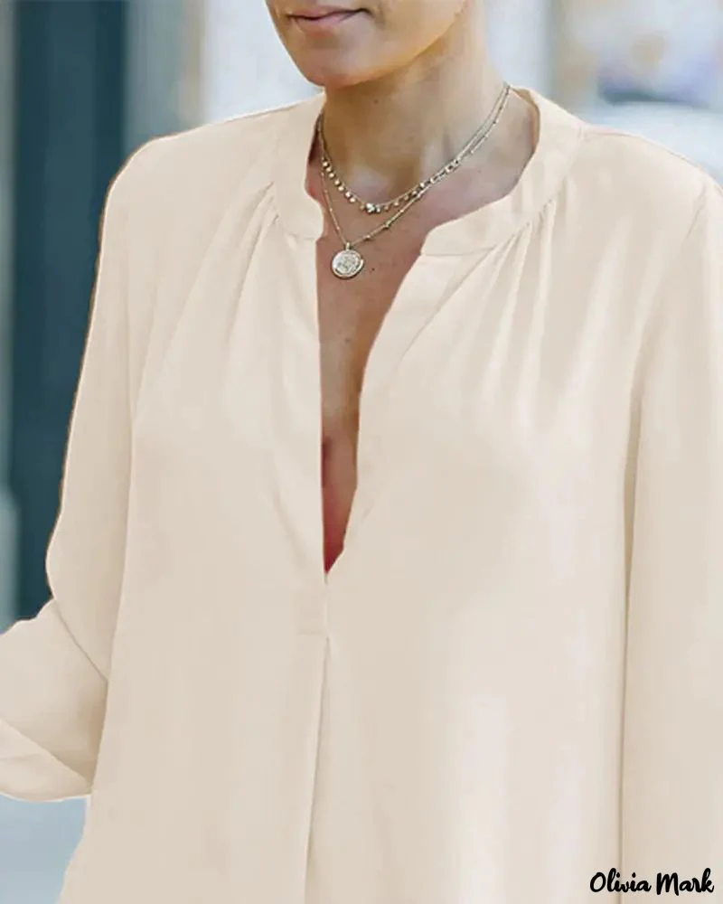 Deanwangkt - Solid Long Sleeve Curved Hem Top - Deanwangkt