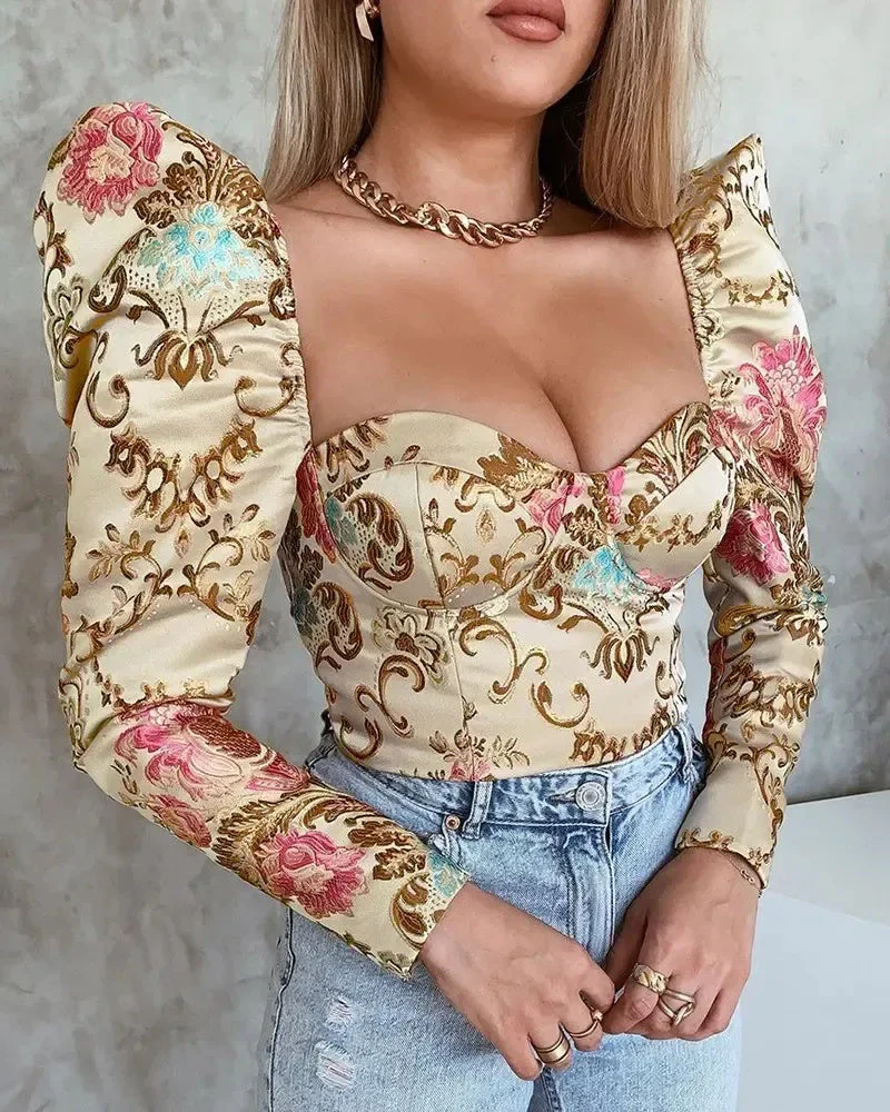 Deanwangkt - Floral Puff Sleeve Top - Deanwangkt