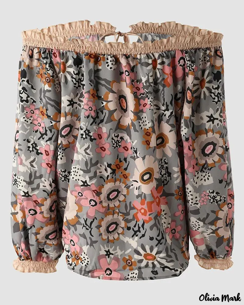 Deanwangkt - Vintage floral print off shoulder frill hem top - Deanwangkt