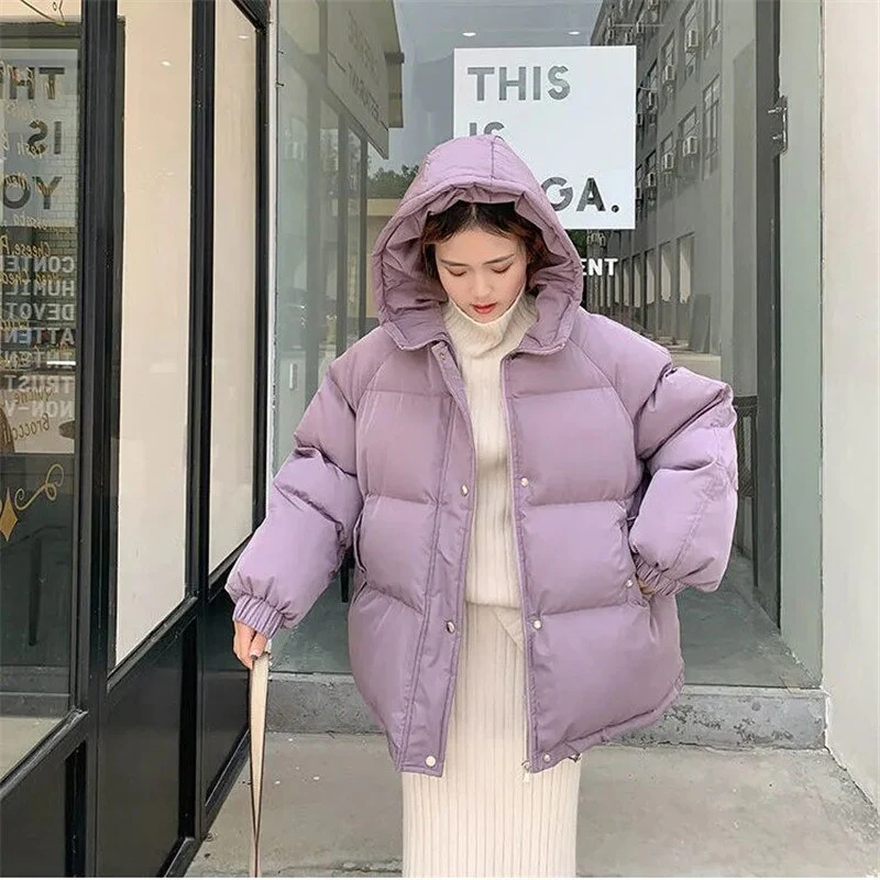 Christmas Gift Deanwangkt New Women Short Jacket Winter Parkas Thick Hooded Cotton Padded Jackets Coats Female Loose Puffer Parkas Oversize Outwear - Deanwangkt