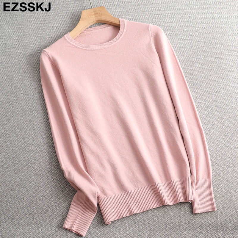 Christmas Gift Autumn Winter O-NECK BASIC  Sweater pullovers Women Deanwangkt Female  loose BOTTOM Sweater Pullover female - Deanwangkt