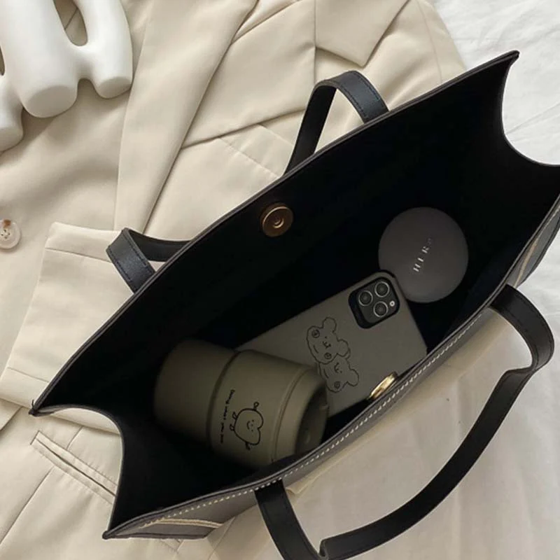 deanwangkt  Classic Minimalist Tote Square Bag, All-Match Textured Shoulder Bag, Women's Daily Work Bag - Deanwangkt