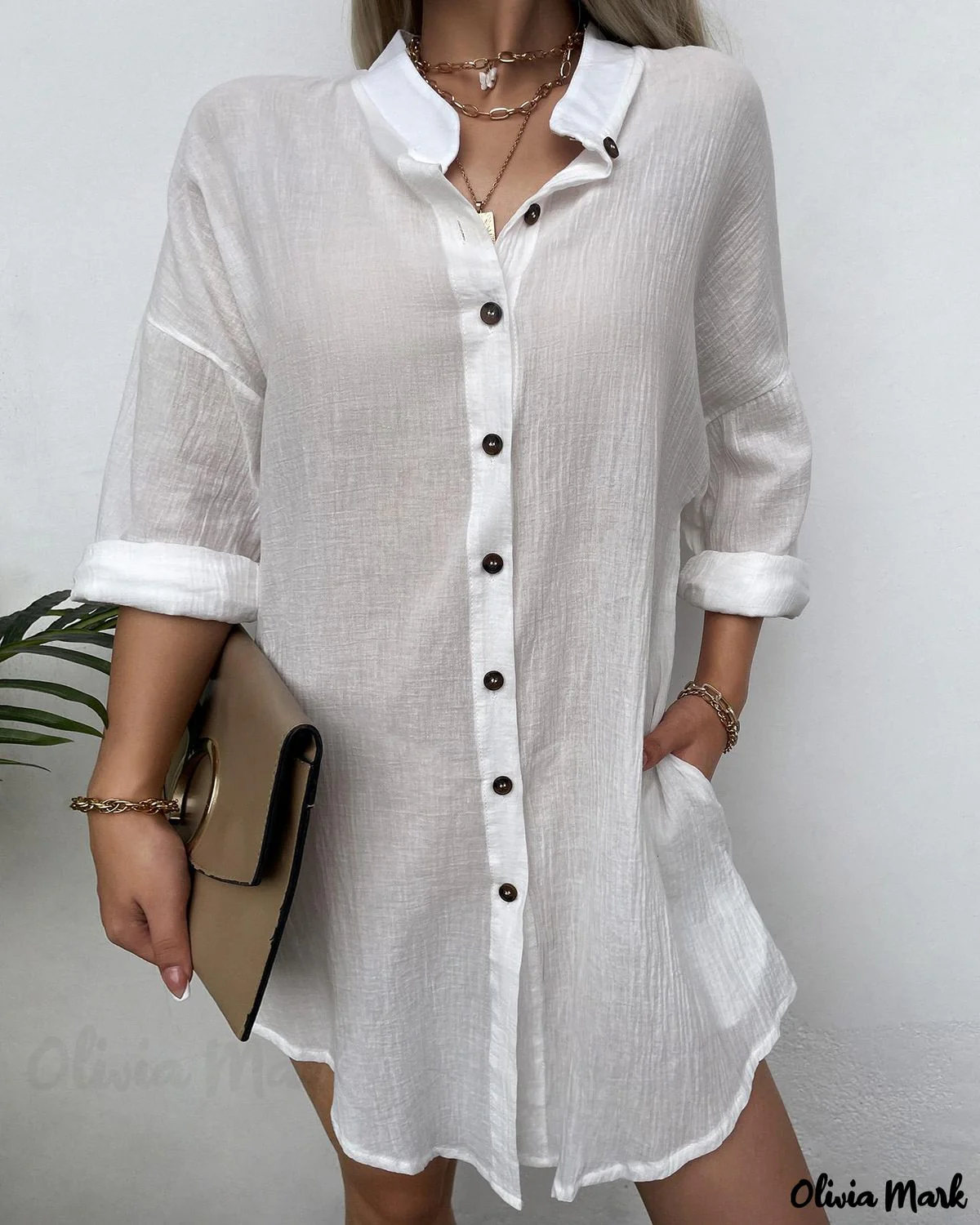 Deanwangkt - Long Sleeve Button Pocket Blouse - Deanwangkt