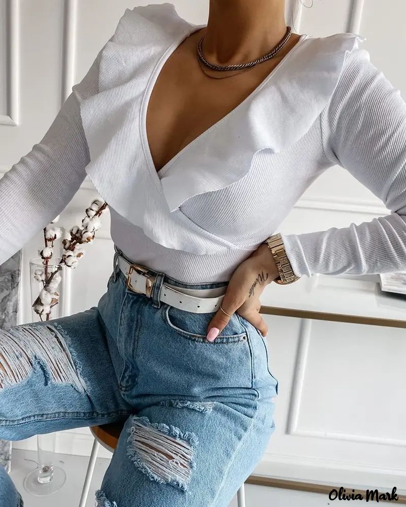 Deanwangkt - Long Sleeve Ruffle Hem Top - Deanwangkt