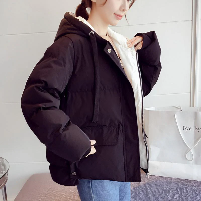 Christmas Gift Deanwangkt Down Jacket Women's Winter Clothes Coat New Loose Thickened Hooded padd Cotton Coats Parkas Bubble Short Puffer Jacket - Deanwangkt