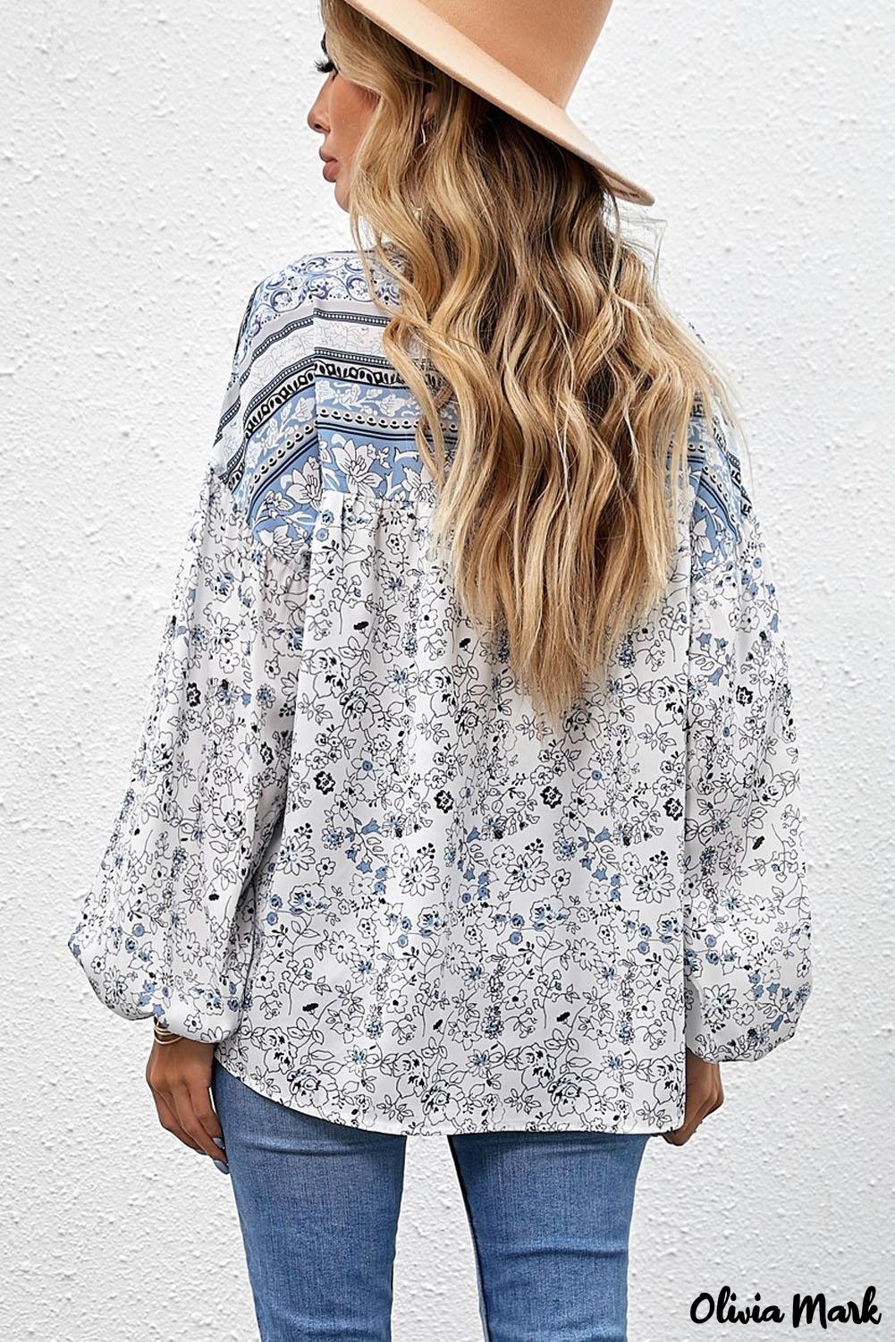 Deanwangkt - Loose puff sleeve shirt with drawstring and floral print - Deanwangkt
