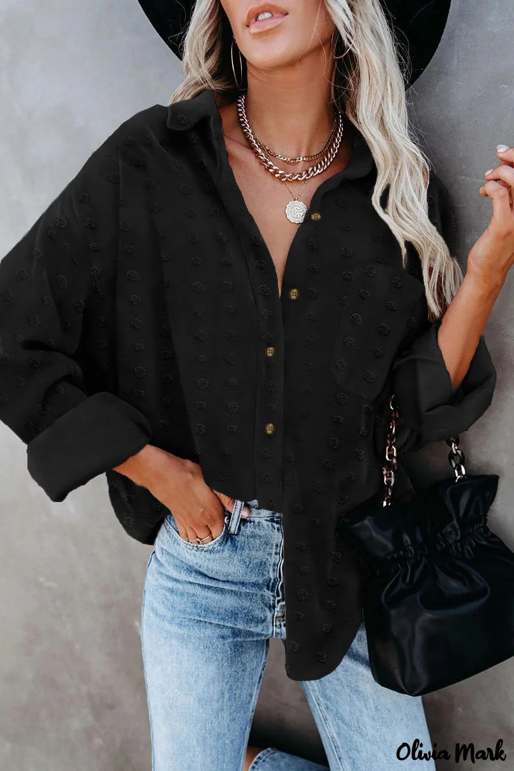 Deanwangkt - Green Polka Dot Long Sleeve Button Pocket Shirt - Deanwangkt