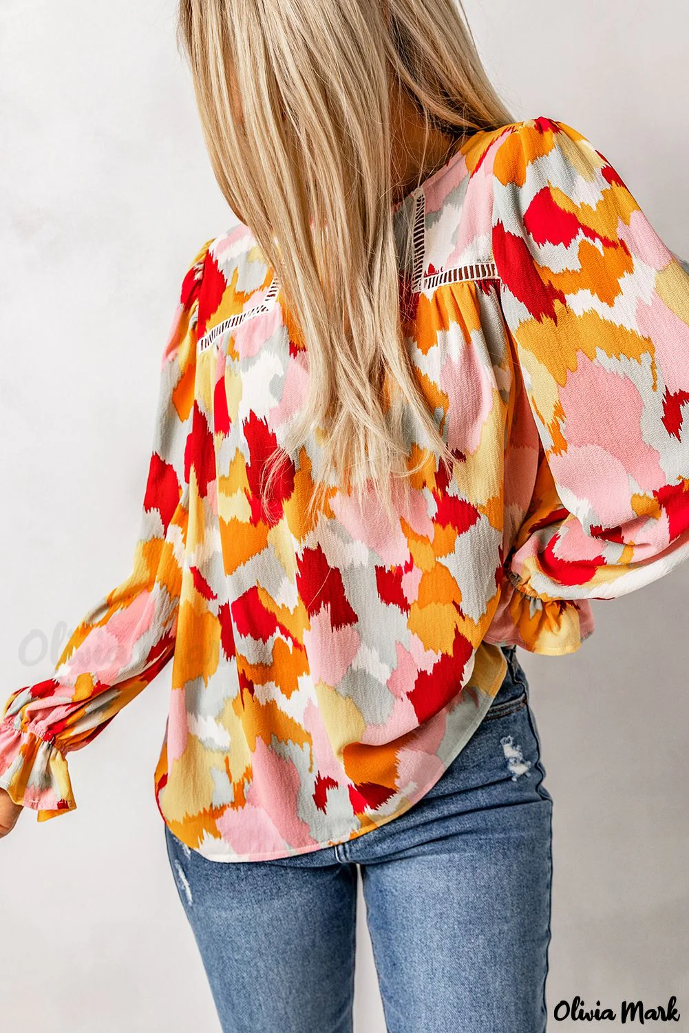 Deanwangkt - Multicolor Abstract Print Long Sleeve Blouse - Deanwangkt