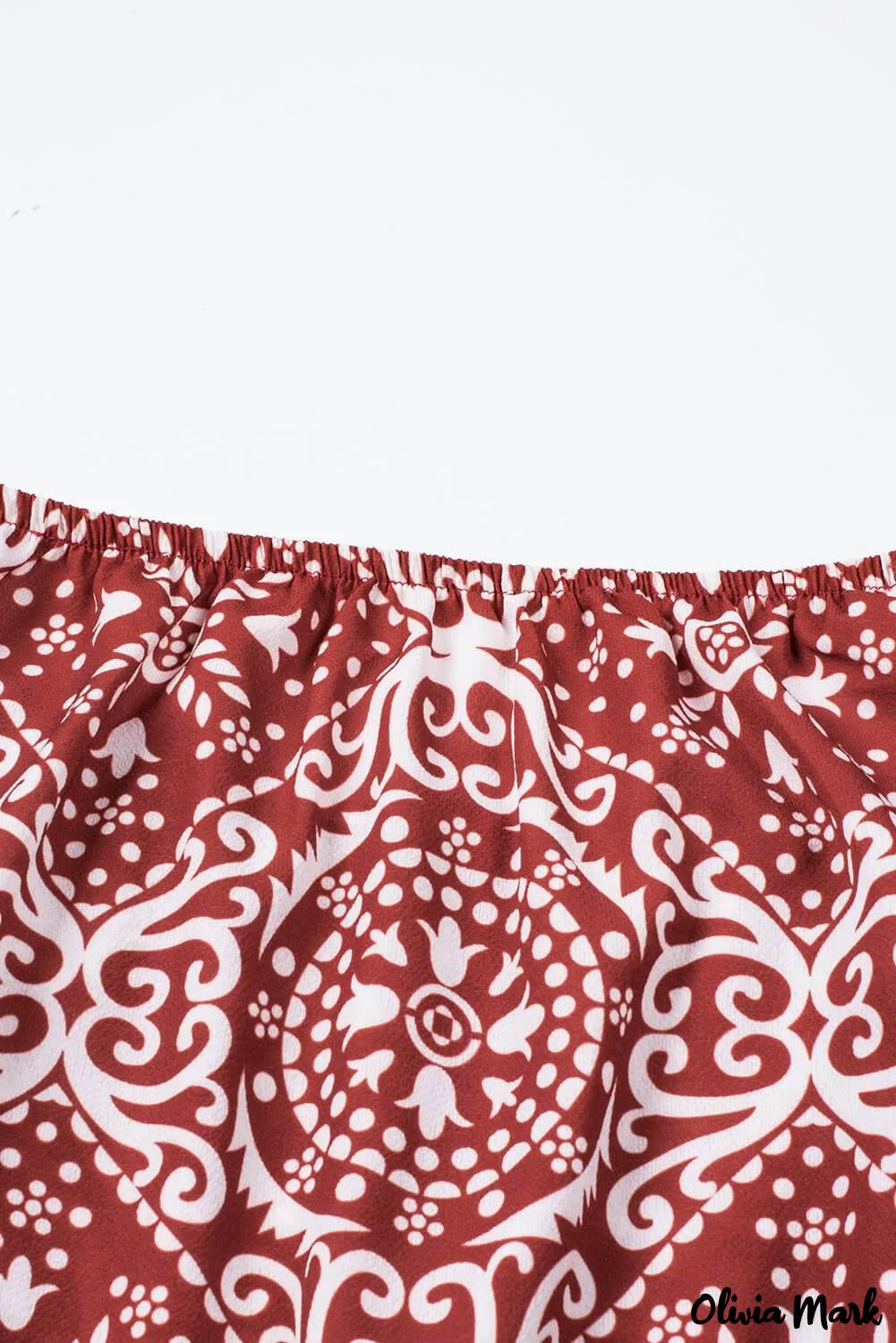 Deanwangkt - Bohemian red blouse with floral print and bare shoulders - Deanwangkt