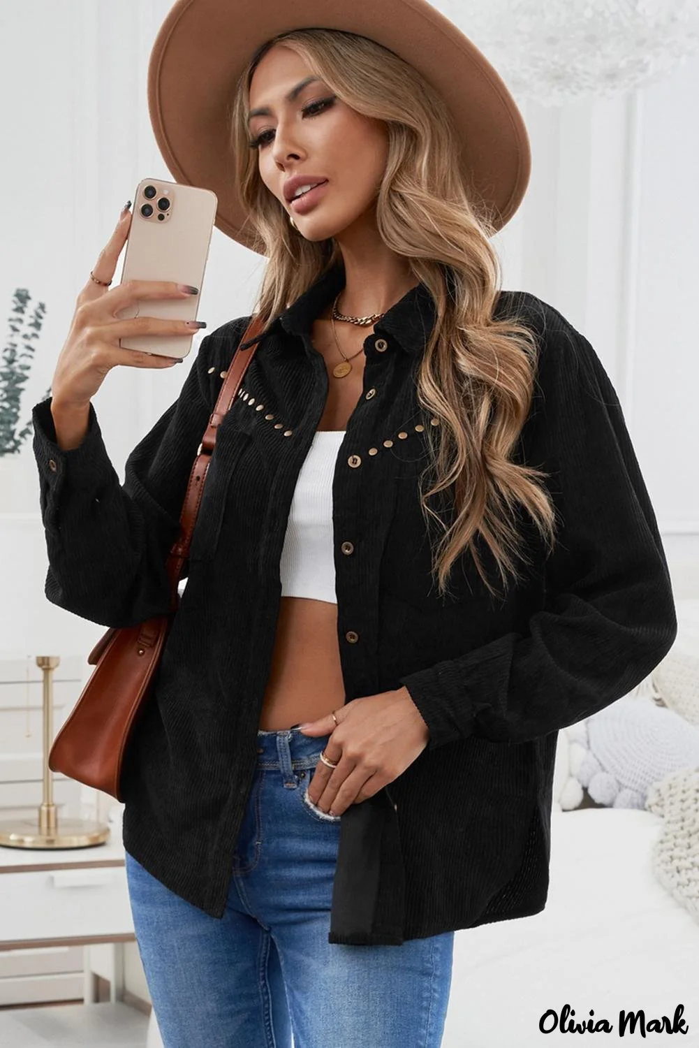 Deanwangkt - Beige corduroy buttoned long sleeve shirt with pockets - Deanwangkt