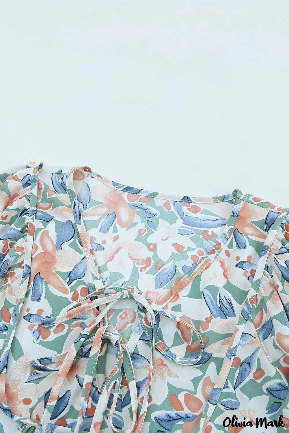 Deanwangkt - Green lace-up blouse with floral print - Deanwangkt