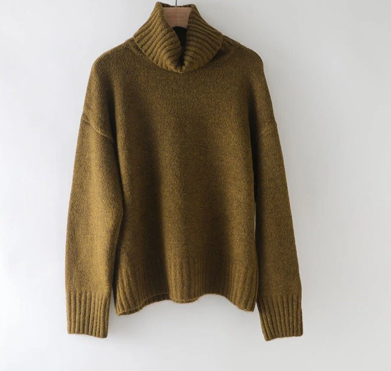 Christmas Gift autumn Winter casual cashmere oversize thick Sweater pullovers Women loose Turtleneck women's sweaters jumper - Deanwangkt
