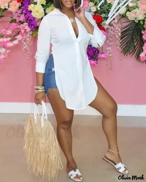 Deanwangkt - Button Down Long Sleeve Slit Shirt - Deanwangkt