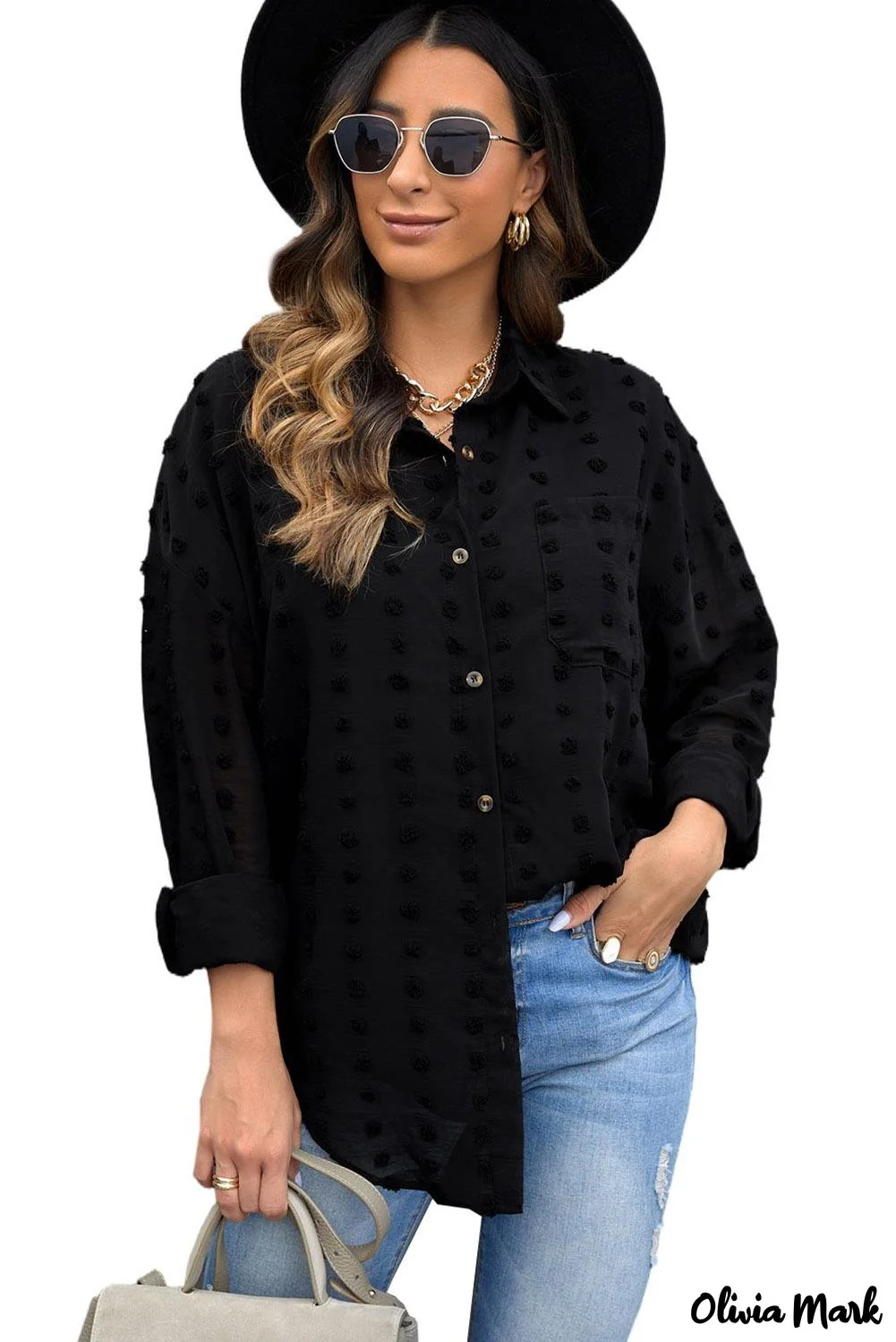 Deanwangkt - Green Polka Dot Long Sleeve Button Pocket Shirt - Deanwangkt