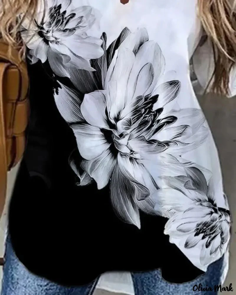Deanwangkt - Relaxed floral print top with scalloped edges - Deanwangkt