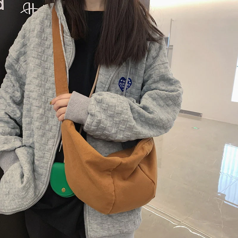 Back To College Deanwangkt Fashion Women Shoulder Bag Solid Color Canvas School Bag For Teenage Girl Large Capacity Casual Travel Bag Student Bag - Deanwangkt
