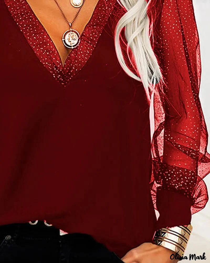 Deanwangkt - Contrast Mesh Long Sleeve Top - Deanwangkt