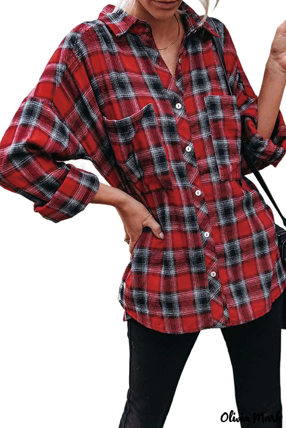 Deanwangkt - Red cotton blend plaid button-up shirt with chest pockets - Deanwangkt