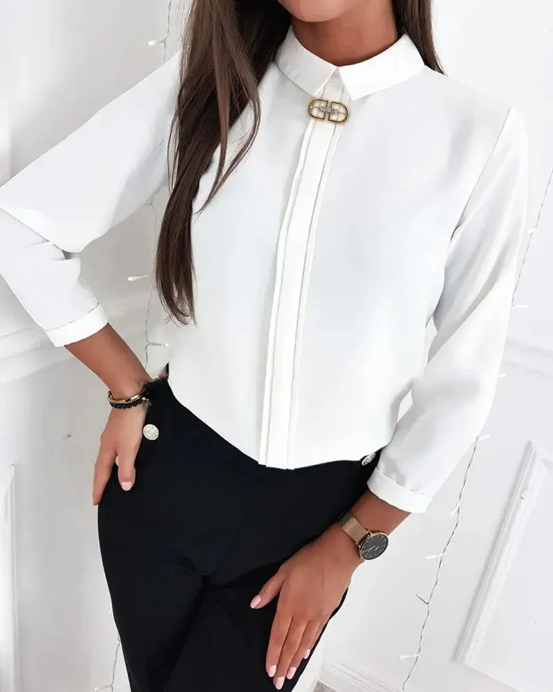 Deanwangkt - Plain Long Sleeve Casual Shirt - Deanwangkt