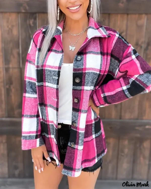 Deanwangkt - Plaid Print Long Sleeve Button-Up Shirt - Deanwangkt