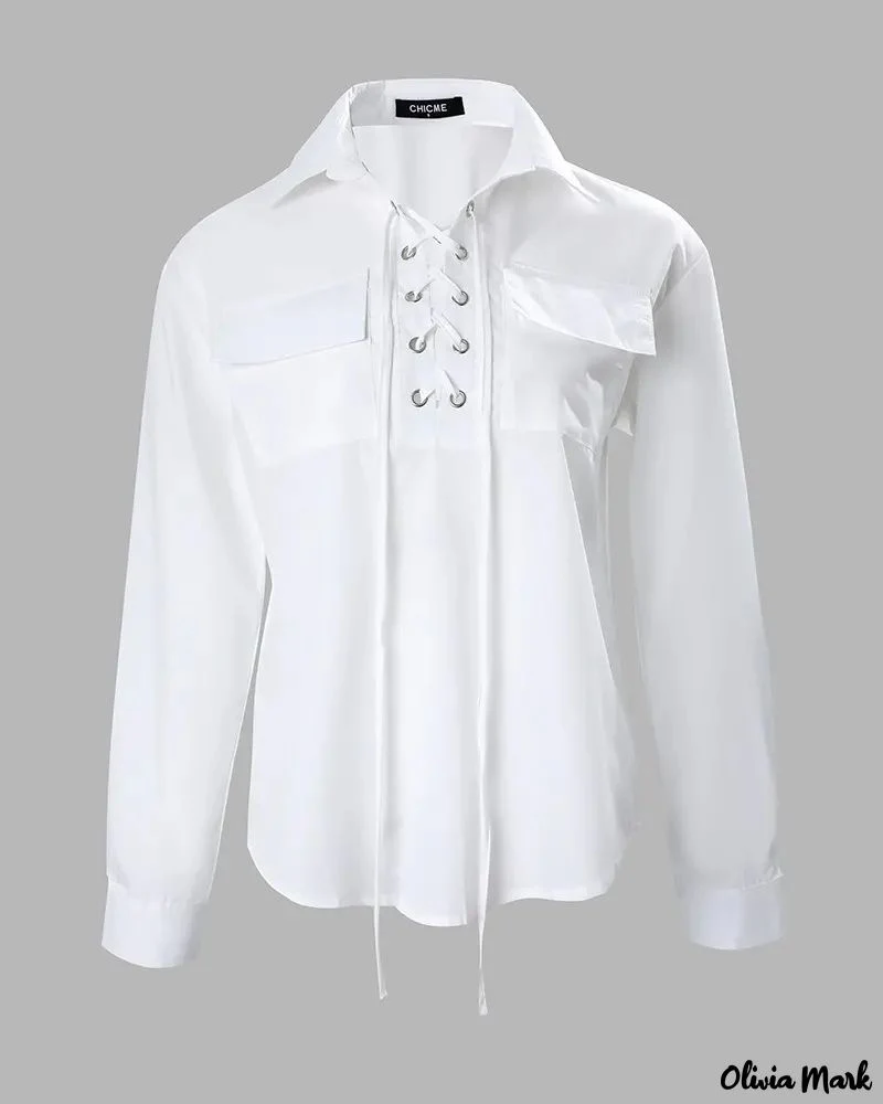 Deanwangkt - Long sleeve lace up pocket shirt - Deanwangkt