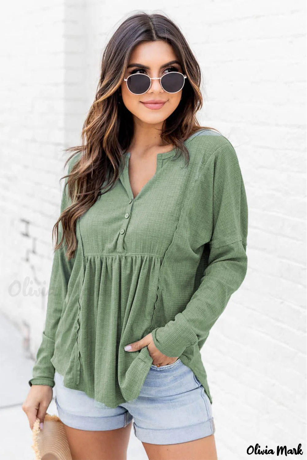 Deanwangkt - Long Sleeve Button Down Blouse - Deanwangkt