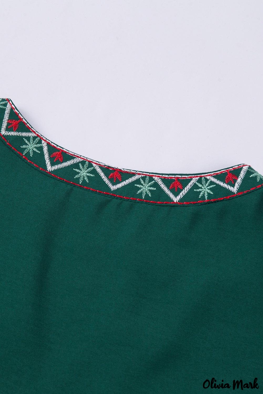 Deanwangkt - Green Bohemian Floral V-Neck Casual Blouse - Deanwangkt