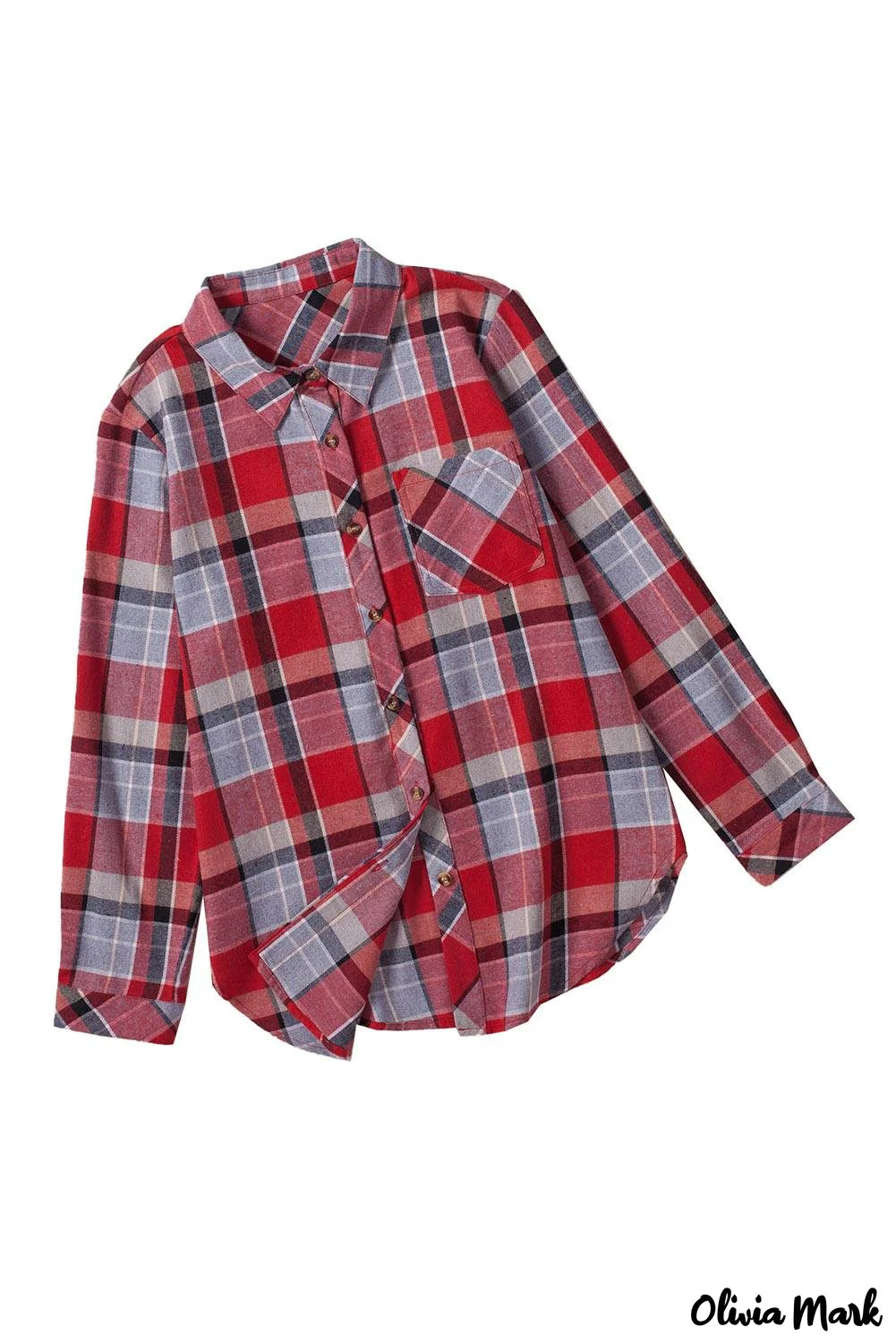 Deanwangkt - Red checkered button down blouse with pocket - Deanwangkt