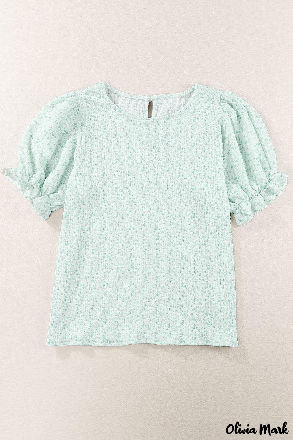 Deanwangkt - Black Floral Smocked Puff Sleeve Blouse - Deanwangkt