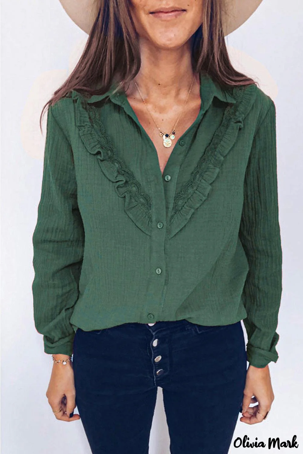 Deanwangkt - White Ruffle Crinkle Long Sleeve Shirt - Deanwangkt