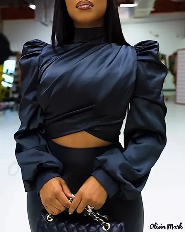 Deanwangkt - Long sleeve crop top with ruched detail and puff sleeves - Deanwangkt