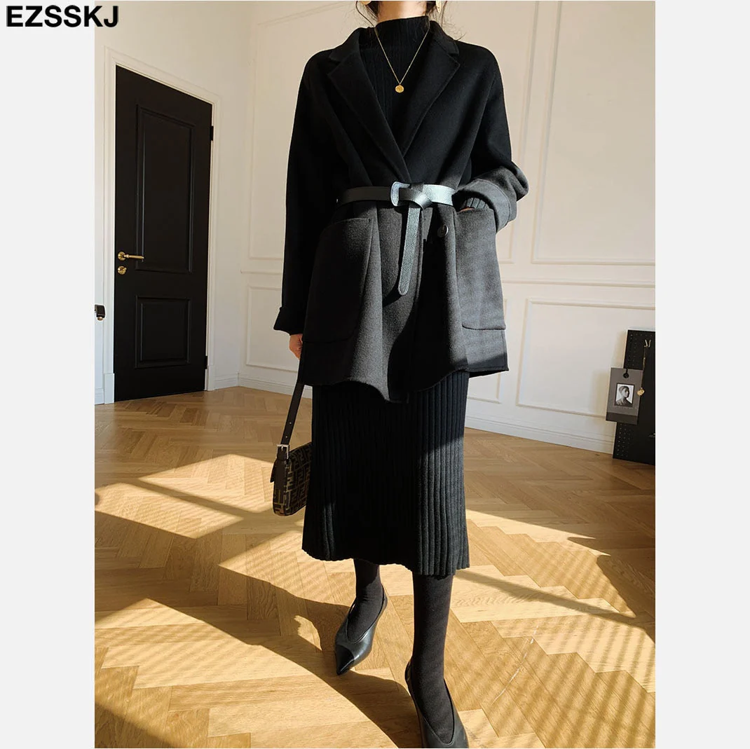 Christmas Gift Deanwangkt autumn winter thick straight maxi sweater dress women high neck long sweater dress elegant female loose  sexy knit dress - Deanwangkt