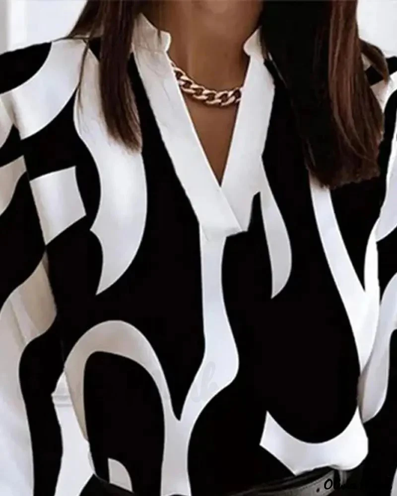 Deanwangkt - Abstract Print Color Block Long Sleeve Top - Deanwangkt