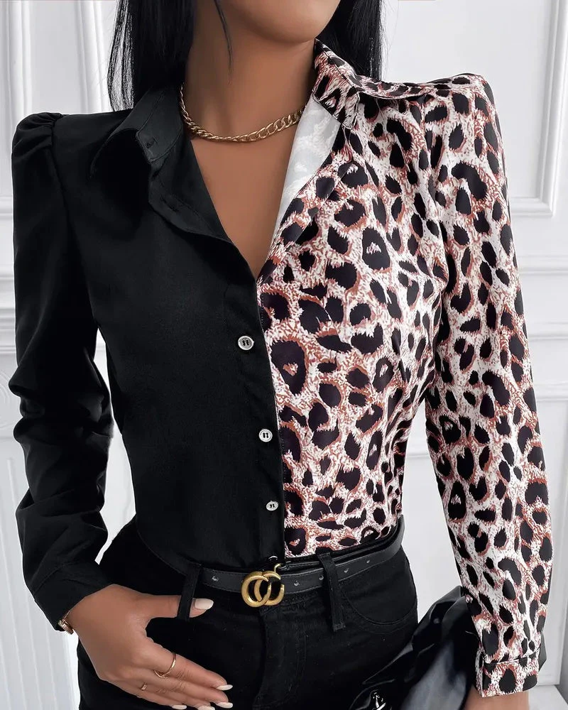 Deanwangkt - Cheetah Print Button Up Long Sleeve Shirt - Deanwangkt