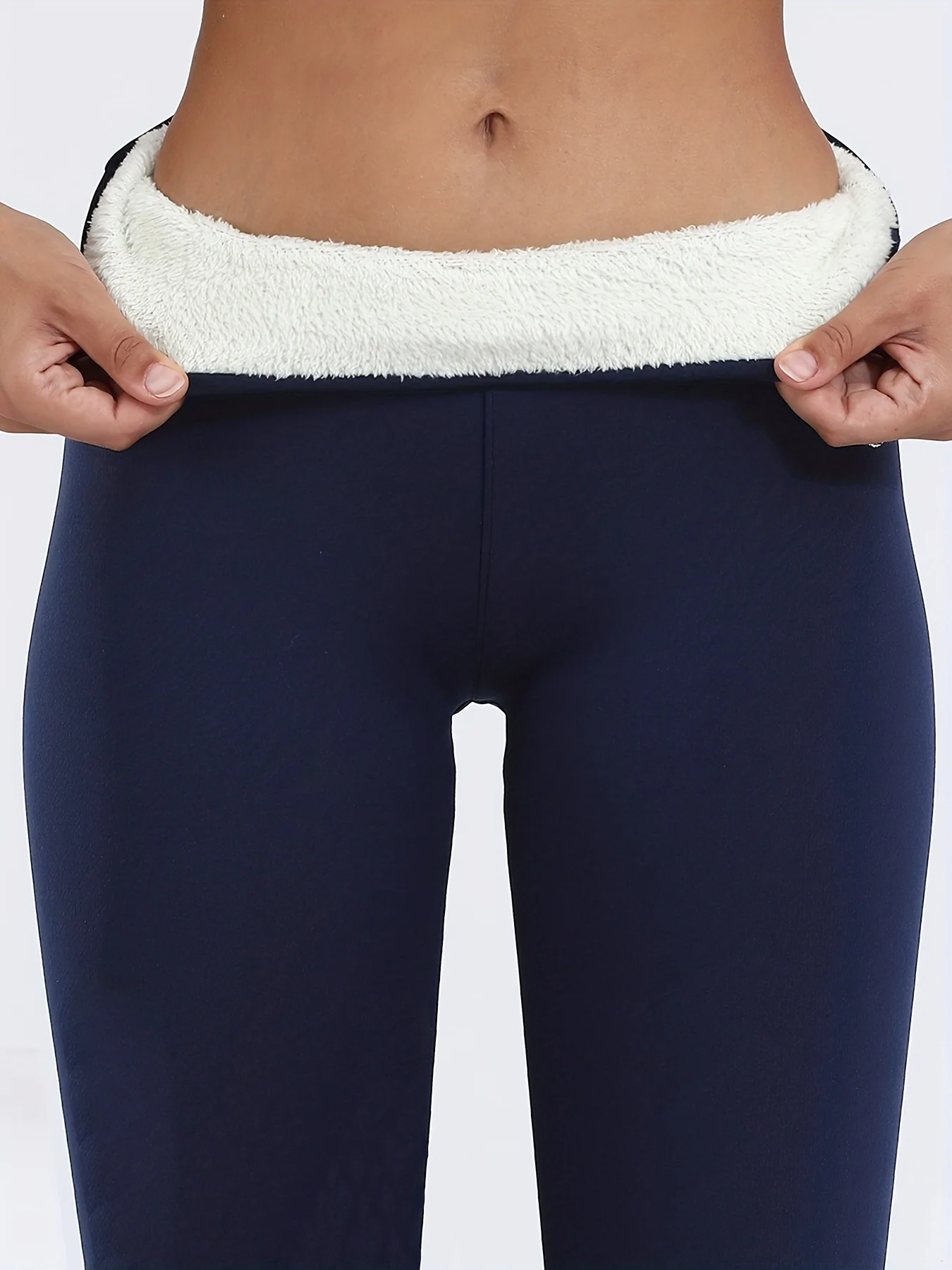 deanwangkt-1  Solid Thermal Skinny Leggings, Casual Stretchy Pocket Leggings For Fall & Winter, Women's Clothing - Deanwangkt