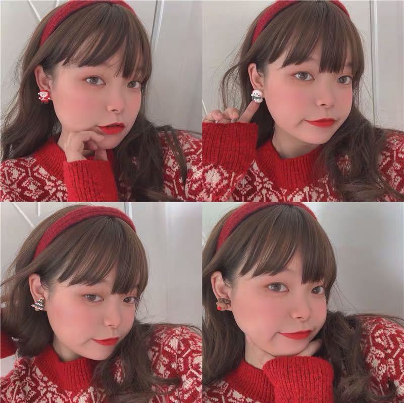 Christmas Gift Deanwangkt New Cute Earrings Christmas Deer Cartoon Children's Ear Clips Little Princess Baby Earrings Anti-pain Christmas Gifts - Deanwangkt