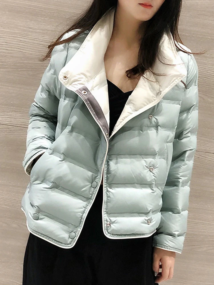 Black Friday Sales Winter Women Stand Collar Ultra Light Short Down Coat 90% White Duck Down Warm Single Breasted Jacket Lady Snow Outwear - Deanwangkt