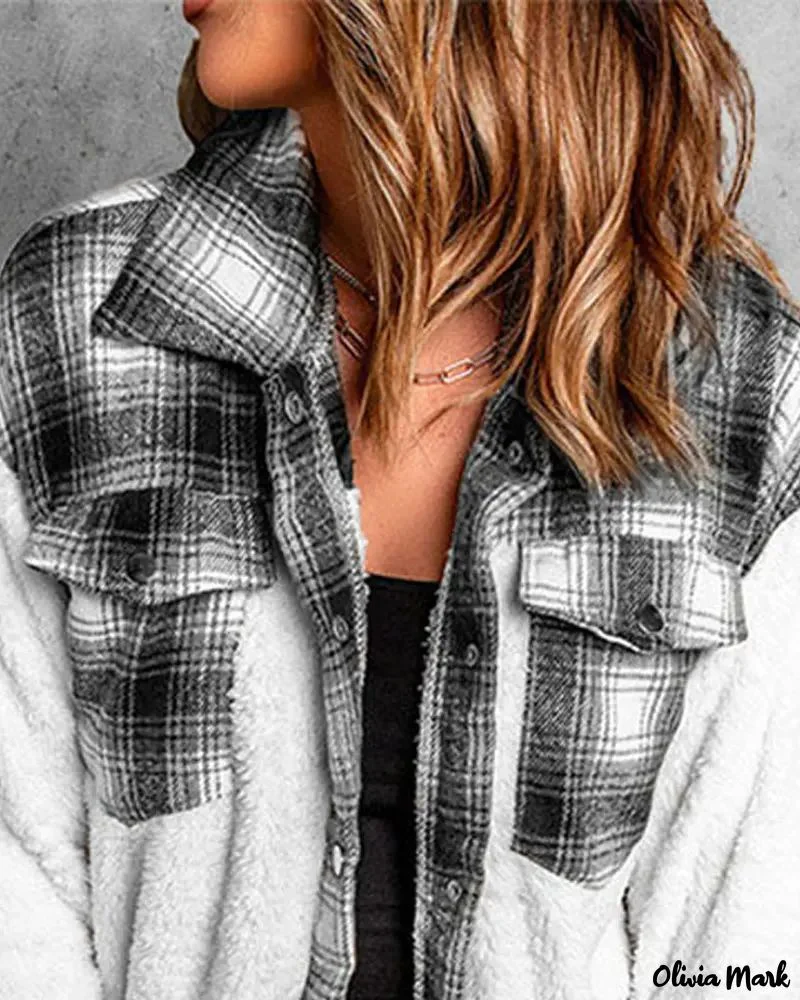 Deanwangkt - Contrast Check Long Sleeve Teddy Jacket - Deanwangkt