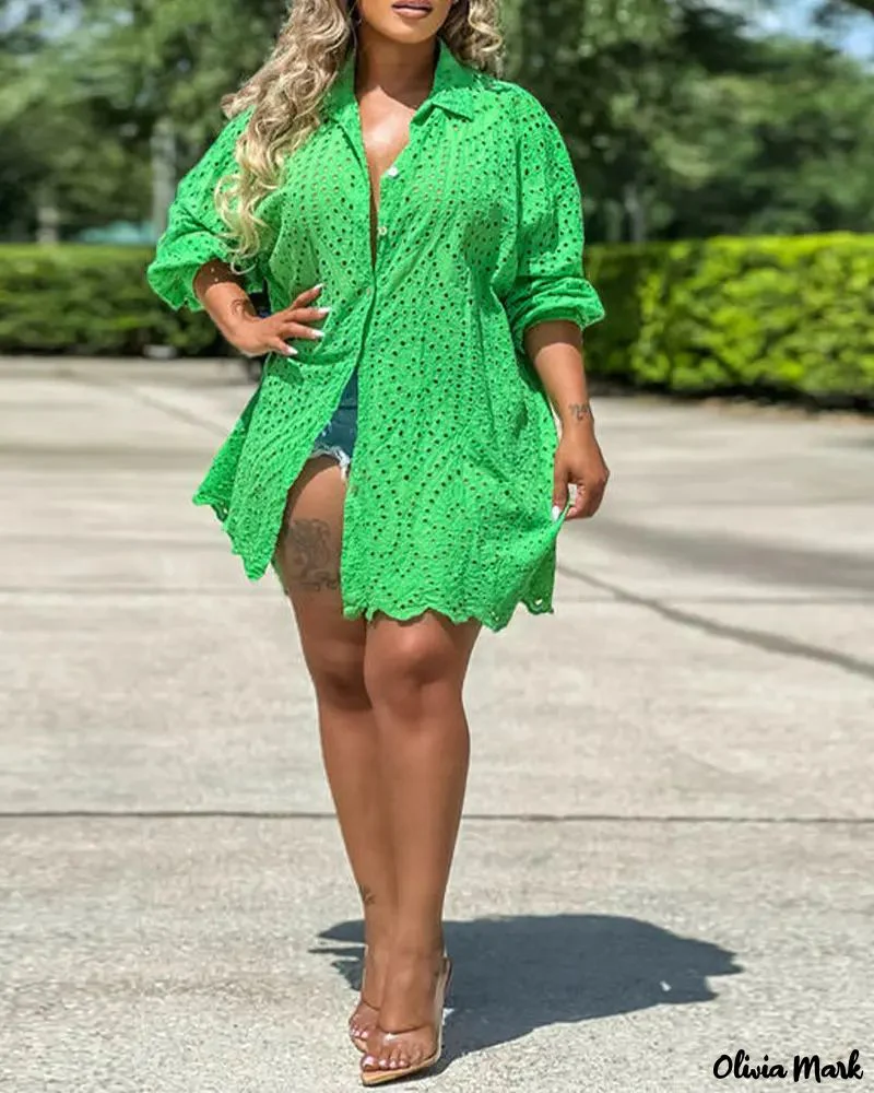 Deanwangkt - Eyelet Embroidered Long Sleeve Button Down Shirt - Deanwangkt