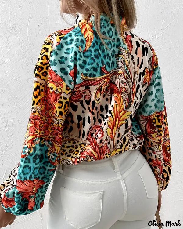 Deanwangkt - Baroque Leopard Print Long Sleeve Button-Up Shirt - Deanwangkt