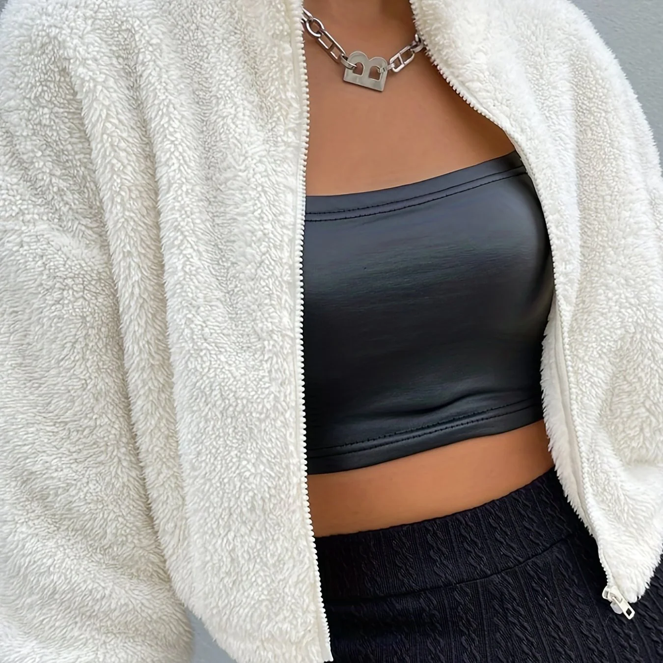 deanwangkt-1  Zip Up Teddy Jacket, Casual High Neck Long Sleeve Outerwear, Women's Clothing - Deanwangkt