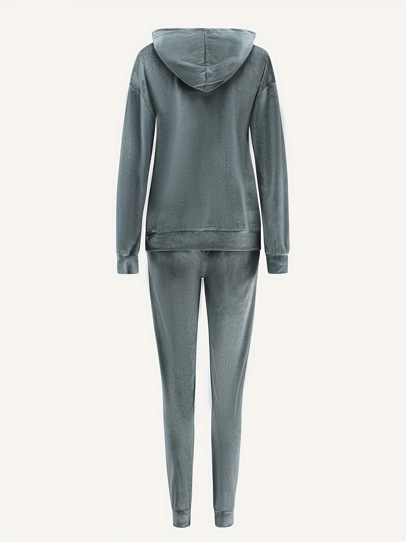 deanwangkt-1  Solid Casual Two-piece Set, Long Sleeve Hooded Tops & Long Length Slim Pants Outfits, Women's Clothing - Deanwangkt