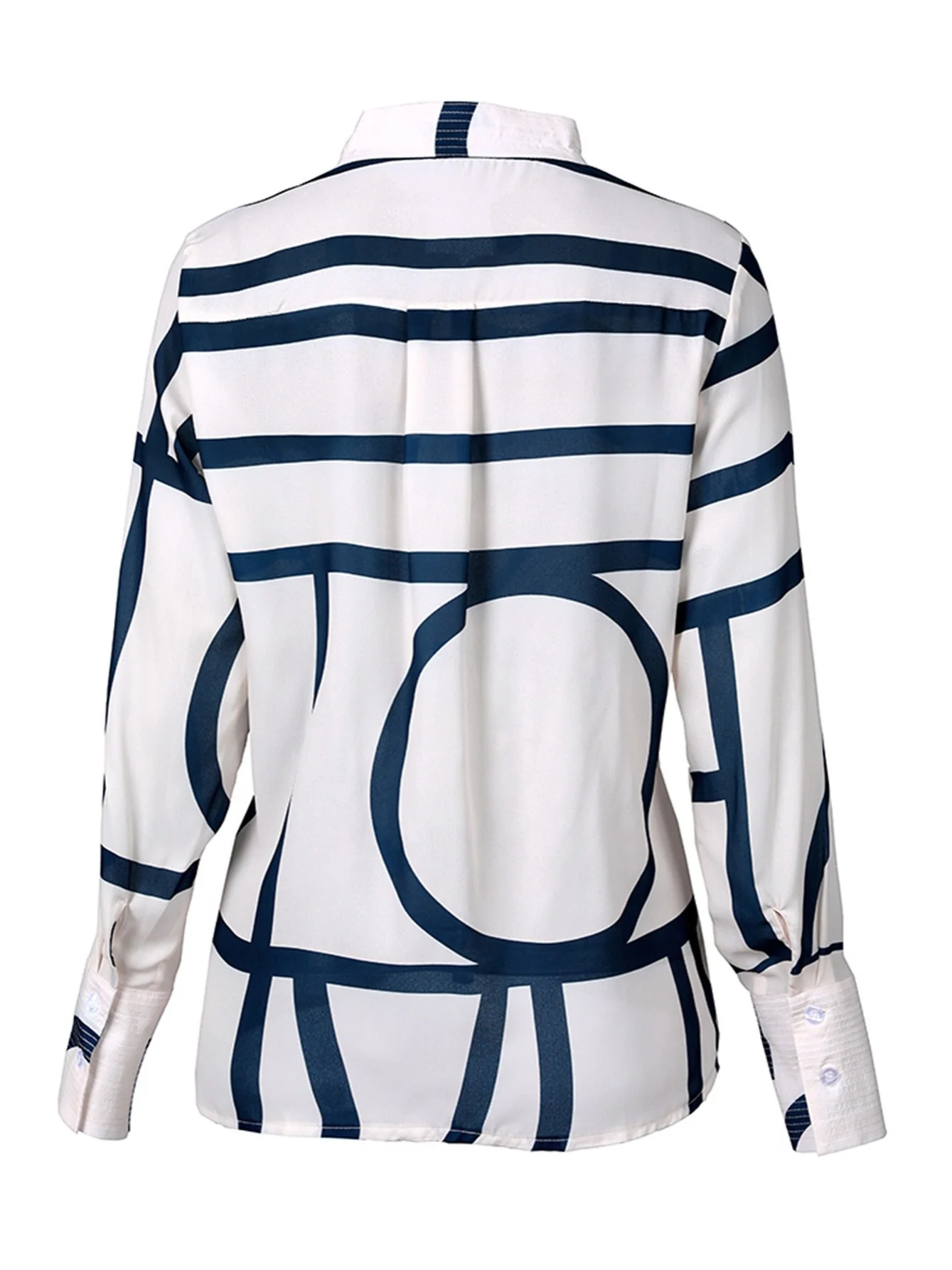 Women's Blouse Allover Striped Print Long Sleeve Botton Blouse - Deanwangkt