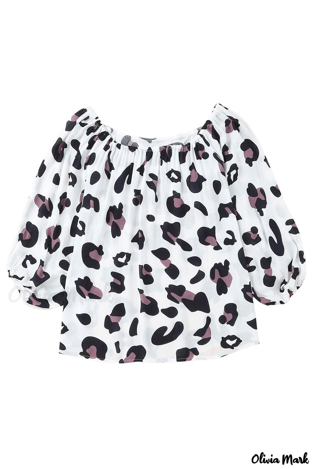 Deanwangkt - Leopard Long Sleeve Off Shoulder Blouse - Deanwangkt