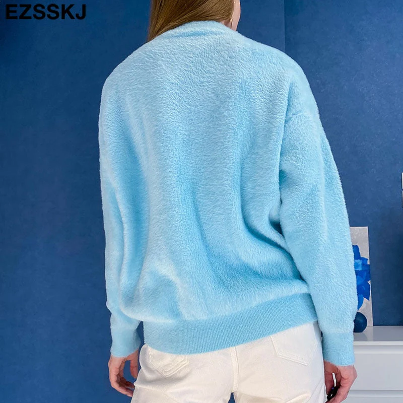 Christmas Gift autumn winter oversize thick mink cashmere sweater poullovers women batwing sleeve Deanwangkt female casual warm fur sweater jumper - Deanwangkt