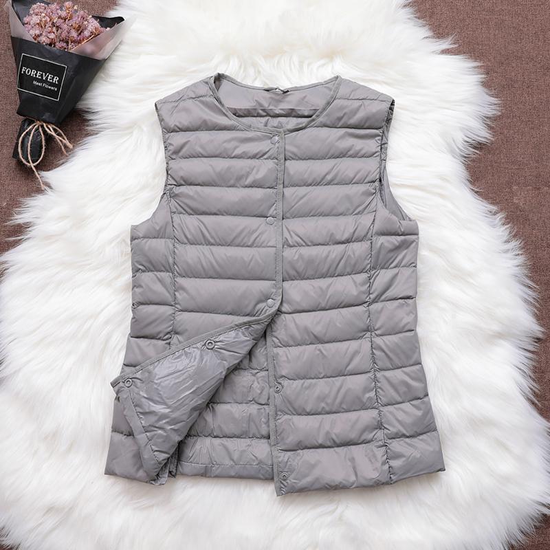 Black Friday Sales New Causal Women White Duck Down Vest Ultra Light Vest Jacket Winter Weightless Round Collar Sleeveless Coat Outwear - Deanwangkt